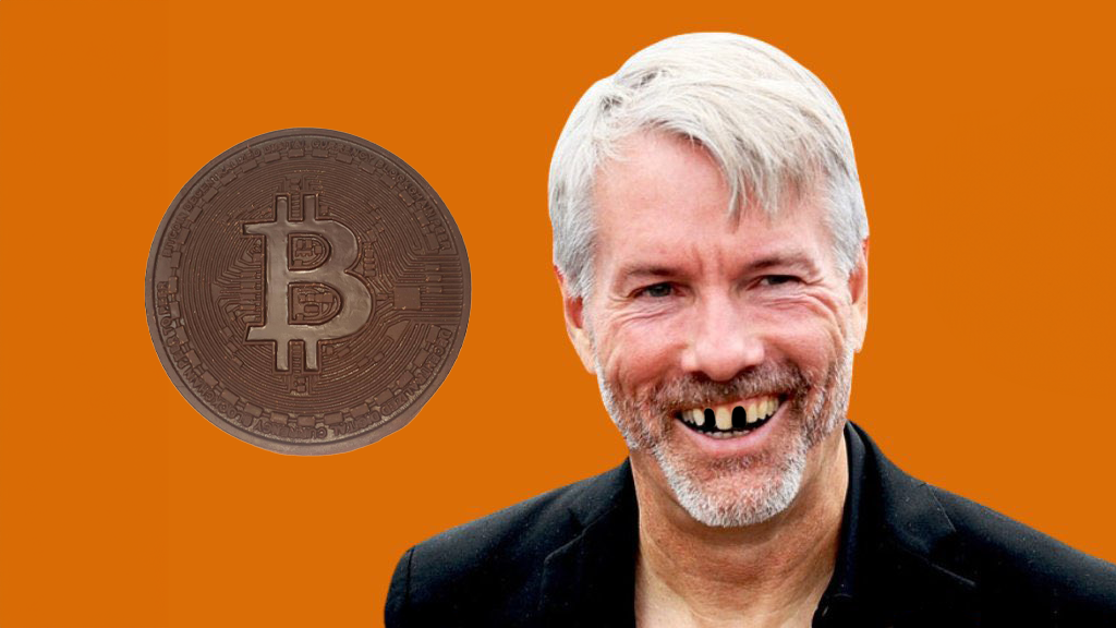 Michael Saylor Breaks Tooth on Chocolate Bitcoin